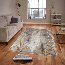 Conceptum Alfombra Hmnt452 Crema, Moca y Oro 100 x 150 cm